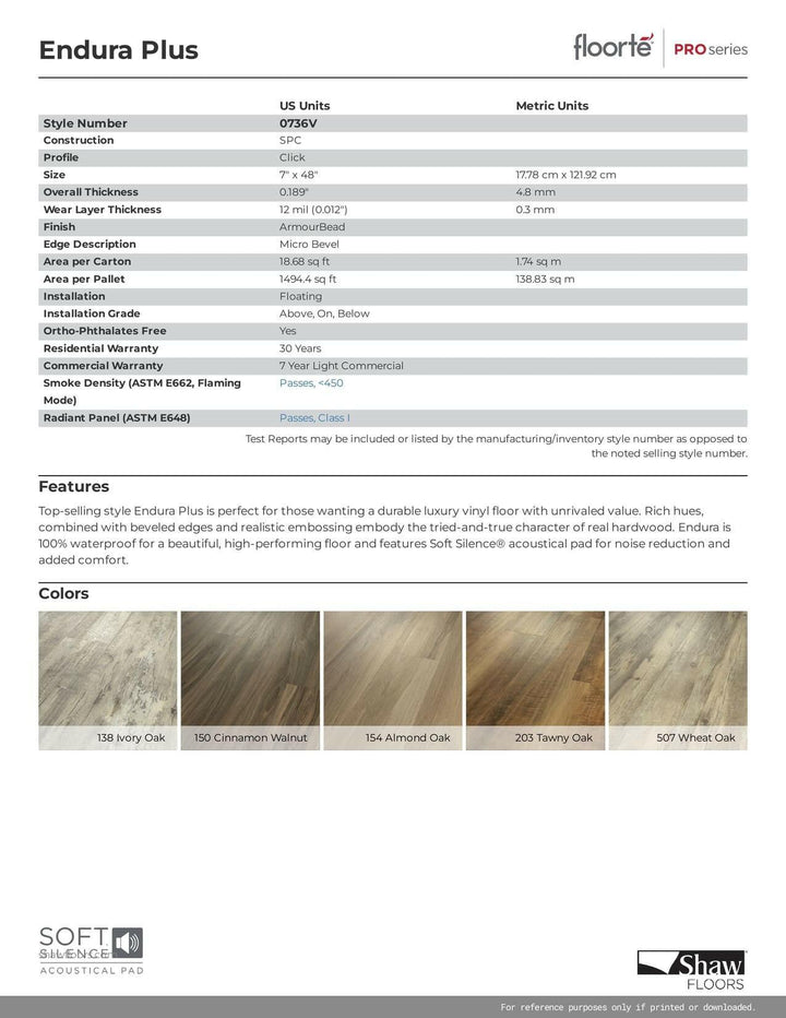 00556 SMOKY OAK - Shaw Vinyl 4.8mm Endura Plus 0736V - ADVANCED FLOORING