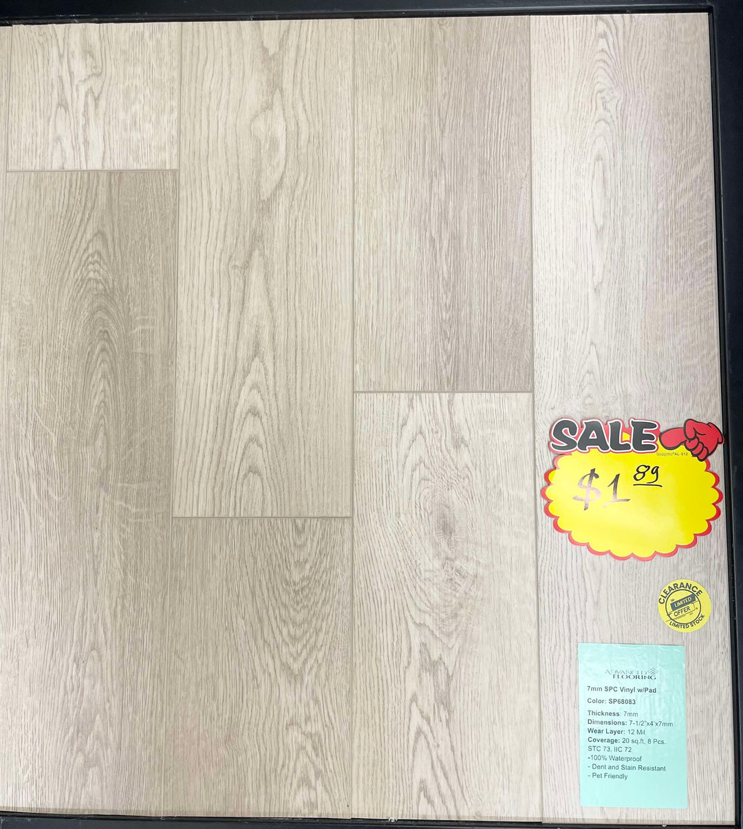 $1.89/sqft 7mm SPC Luxury Vinyl Plank -SP68083