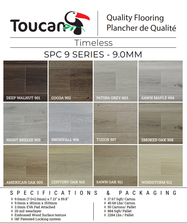 TFSPC911 Sawn Oak TOUCAN 9 Series 9mm Vinyl