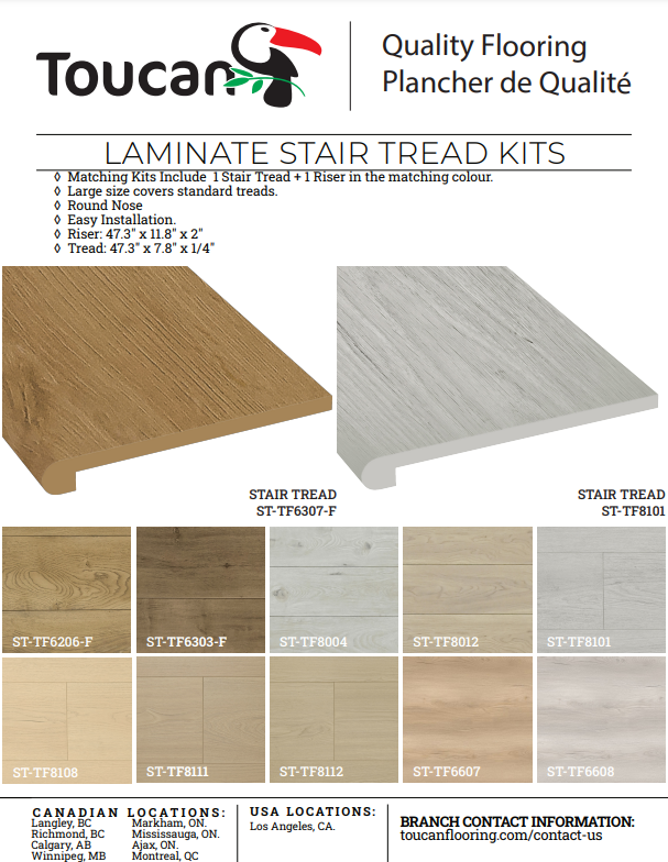 Stair Set-TF8112-White Ash- TOUCAN TF8100 series 10mm Laminate