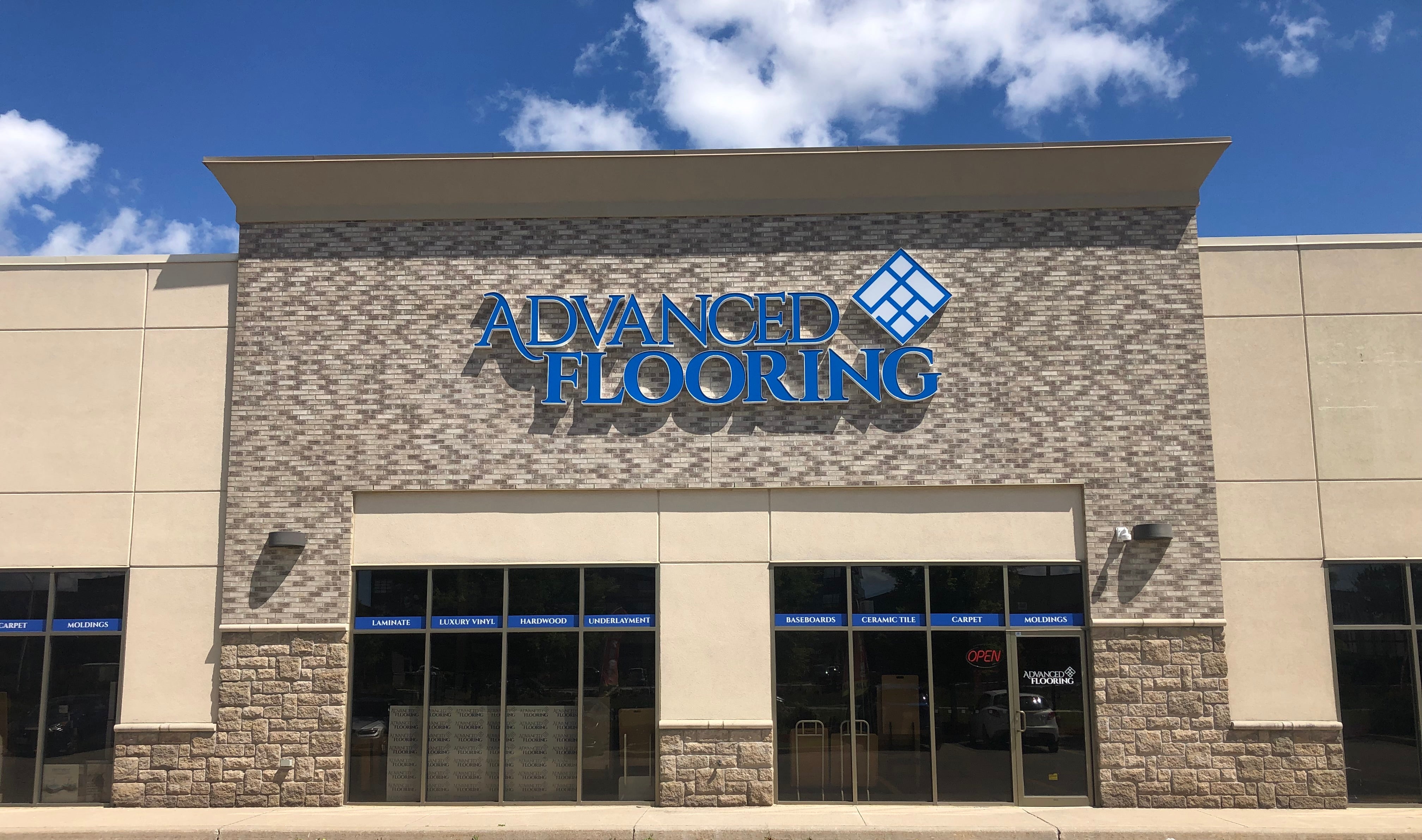 Advanced Flooring store picture taken from outside in Waterloo, ON.