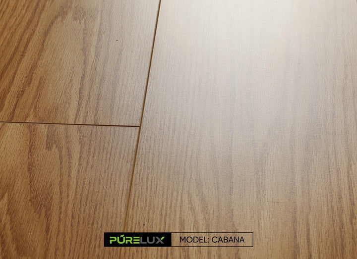 A bright and inviting room showcasing the rich, brown tones of Purelux laminate flooring.