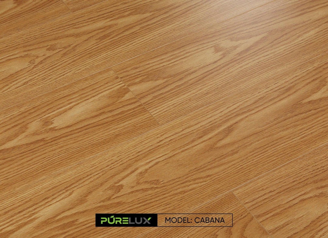 A bright and inviting room showcasing the rich, brown tones of Purelux laminate flooring.