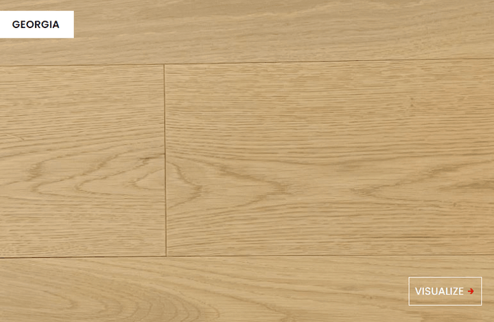 Close-up showing the texture and color of Georgia NAF engineered hardwood flooring.