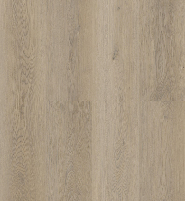 Close-up showing the texture and color of Lajolla Purelux vinyl plank flooring with cork underlay.