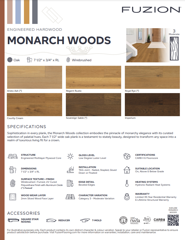 Imperium - Fuzion Monarch Woods 7-1/2" x 3/4" Engineered Hardwood T&G