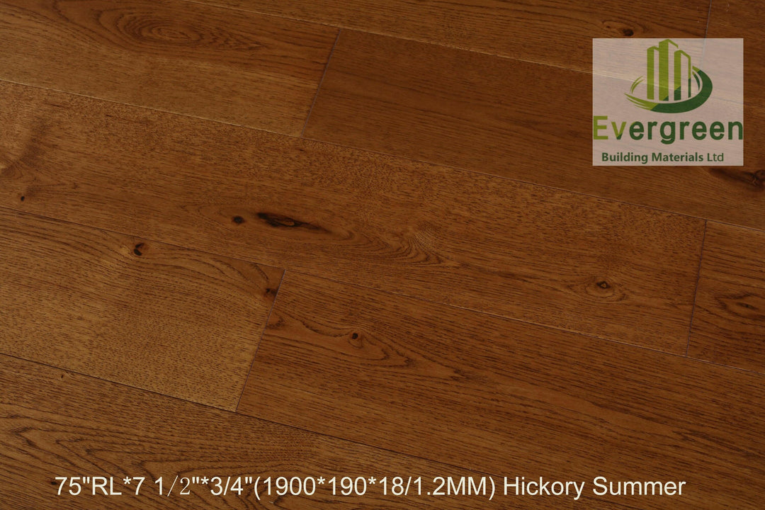 SUMMER Evergreen 7 1/2''x 3/4" Hickory Engineered Hardwood - ADVANCED FLOORING