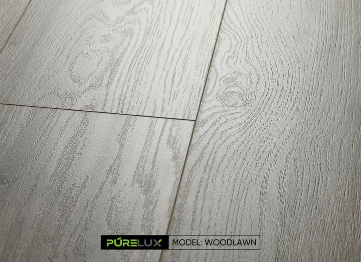 Close up of the rich, gray tones of Purelux laminate flooring.