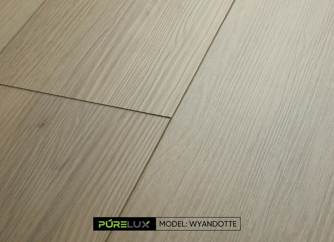 Close up of the rich, light brown tones of Purelux vinyl plank flooring.