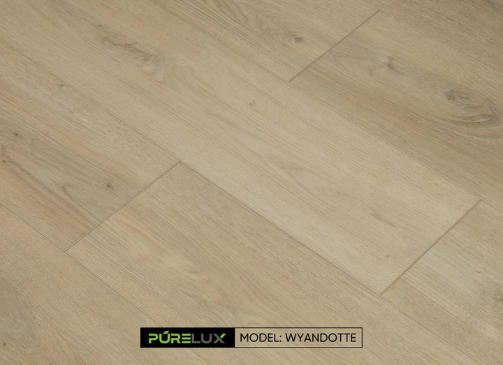 Close up of the rich, light brown tones of Purelux vinyl plank flooring.