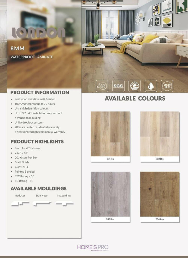 331 IVA - Home's Pro Waterproof Laminate London Seires - Advancedflooring-Waterloo 