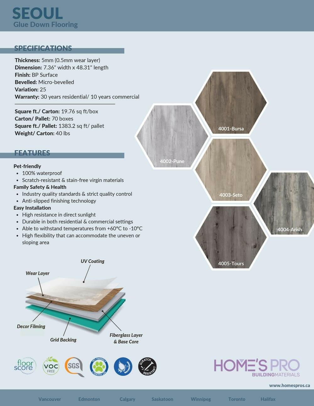 4003 Seto - Home's Pro Vinyl 5mm Glue Down Looselay Seoul Series - advancedflooring