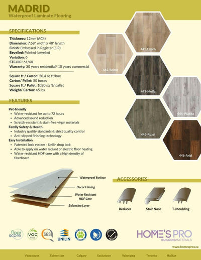 443 Melfa - Home's Pro Waterproof Laminate 12mm Madrid Series - advancedflooring