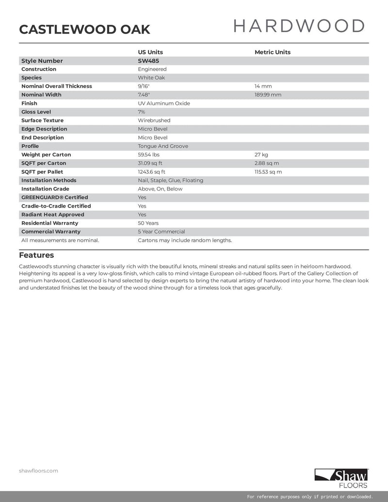 ARMORY 508 - SHAW ENGINEERED HARDWOOD CASTLEWOOD OAK SW485 - advancedflooring