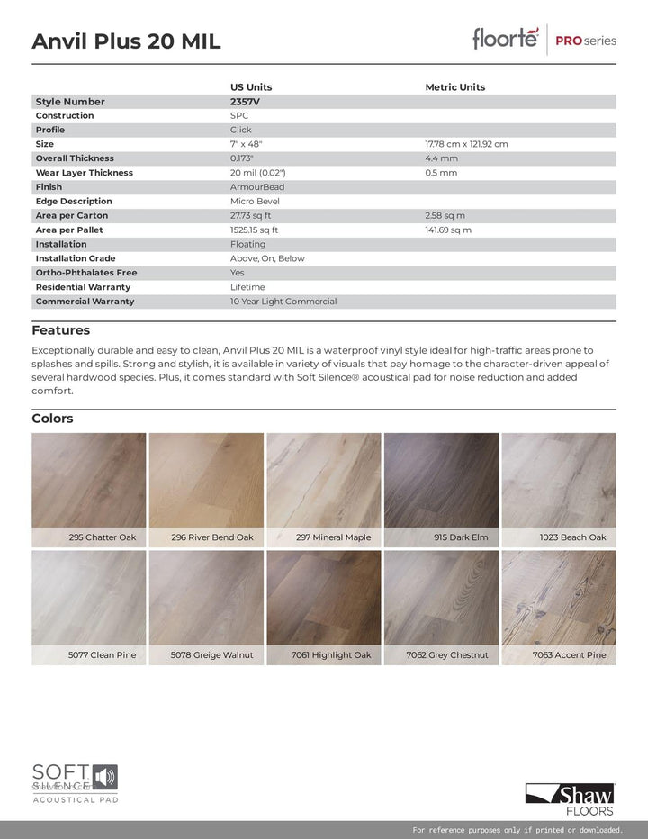 BEACH OAK - SHAW Vinyl 4.4mm ANVIL PLUS 20MIL 2357V - advancedflooring