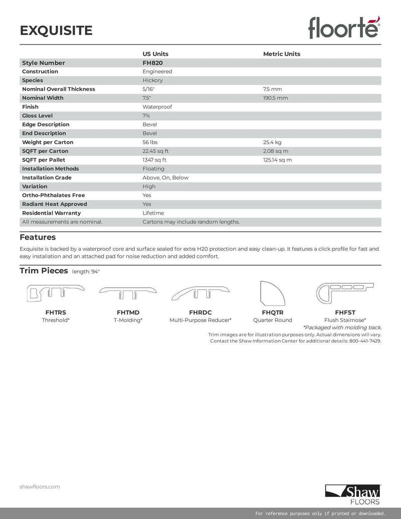 BEIGED HICKORY 1052 - SHAW WATERPROOF ENGINEERED HARDWOOD EXQUISITE FH820 - advancedflooring