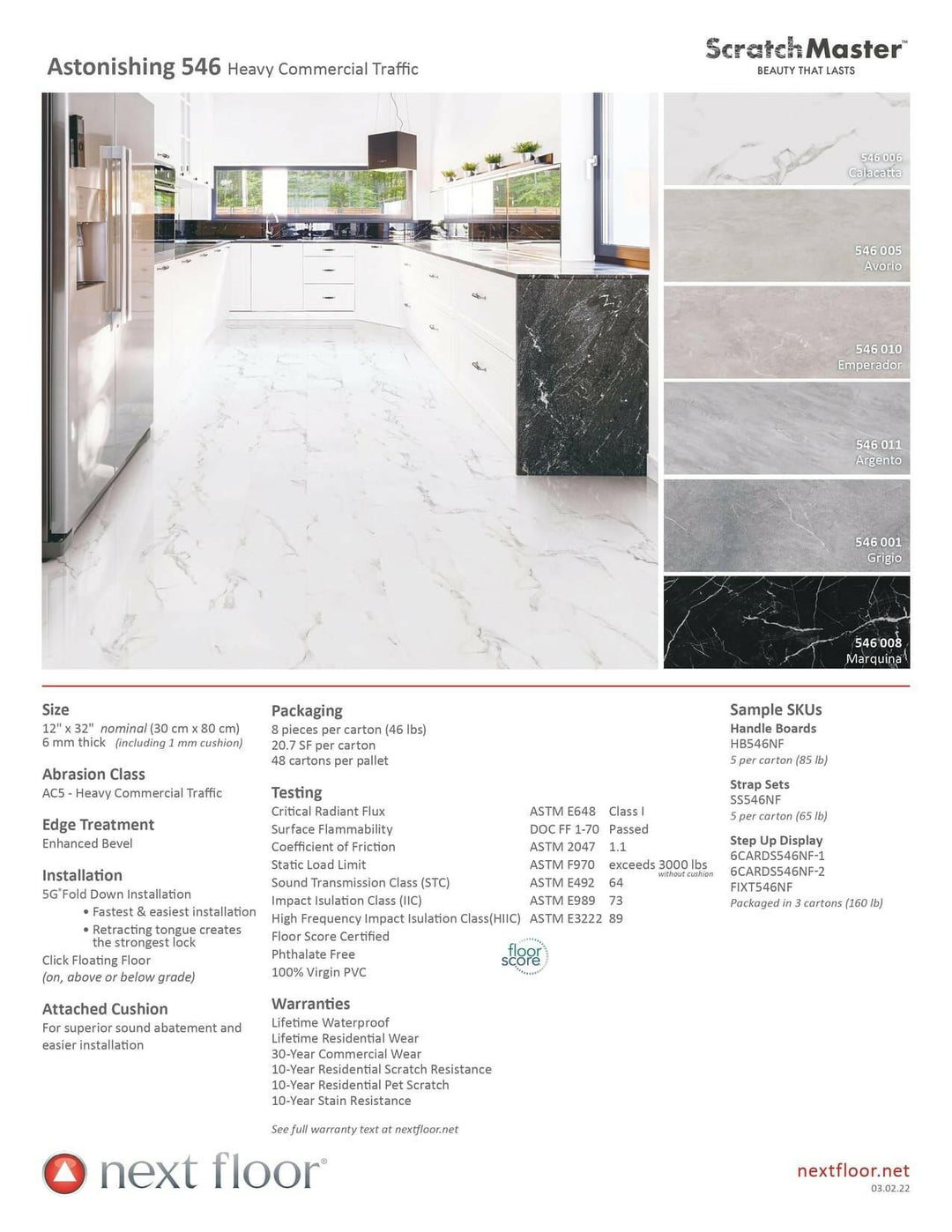 Calacatta 546 006 - Nextfloor Vinyl Tiles 6mm Scratchmaster Astonishing 546 - advancedflooring