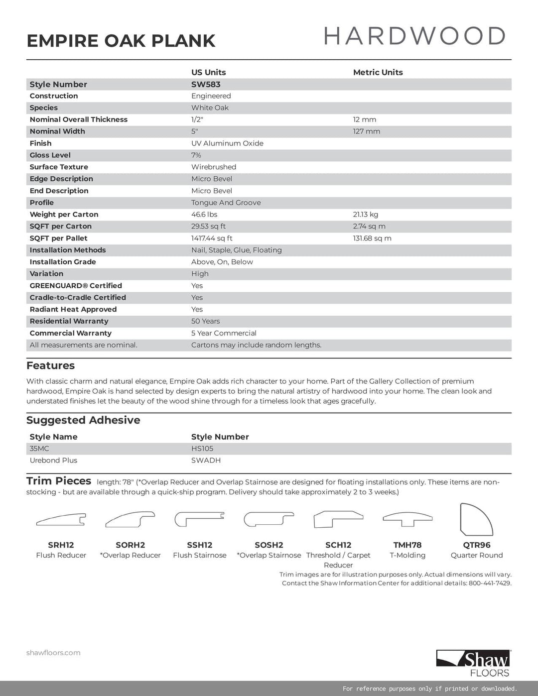 CARNEGIE - SHAW ENGINEERED HARDWOOD EMPIRE OAK PLANK SW583 - advancedflooring