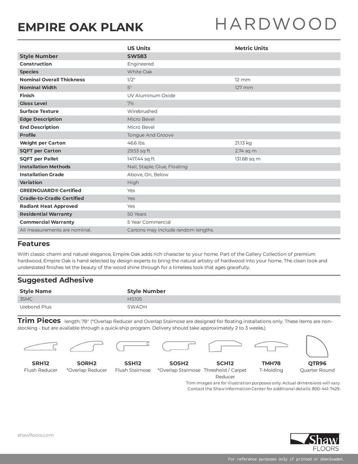 CARNEGIE - SHAW ENGINEERED HARDWOOD EMPIRE OAK PLANK SW583 - advancedflooring