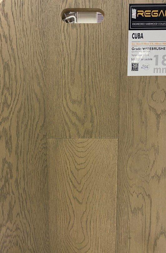 Close-up showing the texture and color of Cuba NAF engineered hardwood flooring.