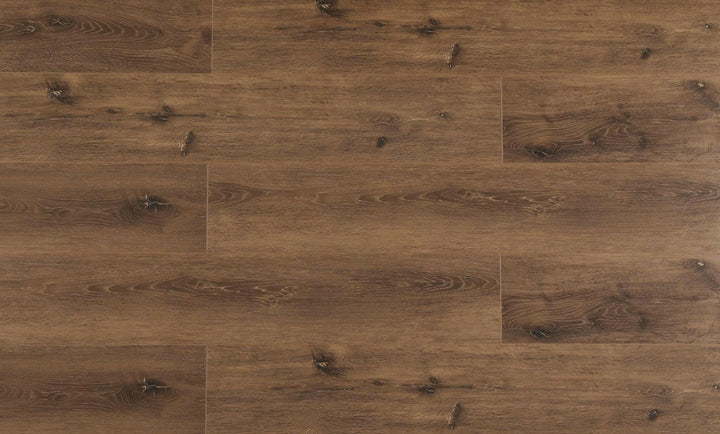 Close-up showing the texture and color of Delong Purelux laminate flooring.