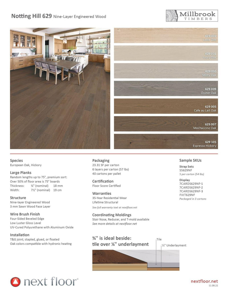 Latte Oak 629 002 - Nextfloor Engineered Hardwood 3/4" Notting Hill 629 - advancedflooring