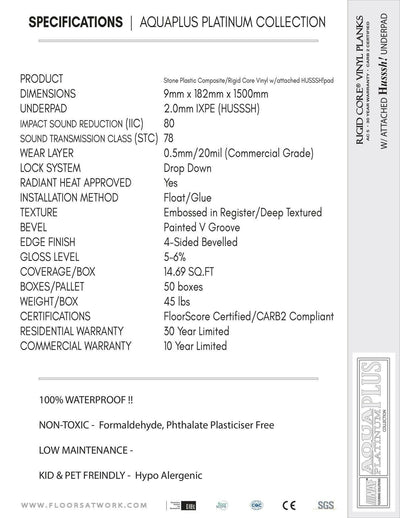 Pisces - AQUAPLUS PLATINUM vinyl 9mm SPC w/underlay - advancedflooring