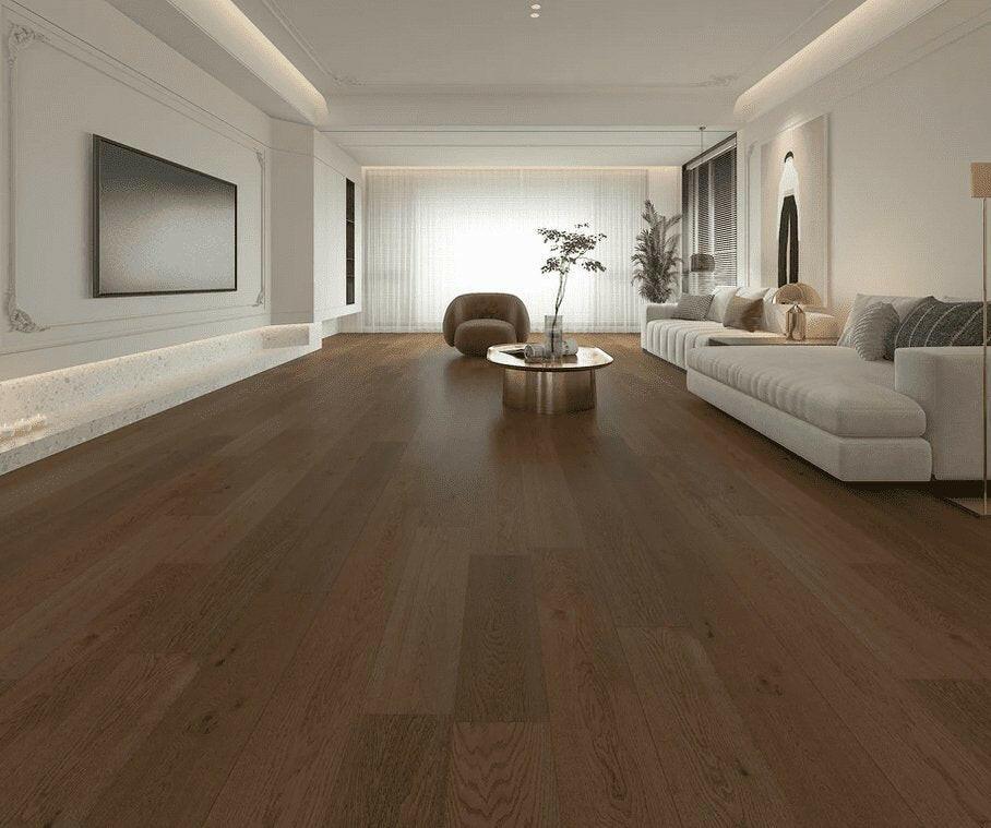 Beautiful room with Romance oak engineered hardwood installed.