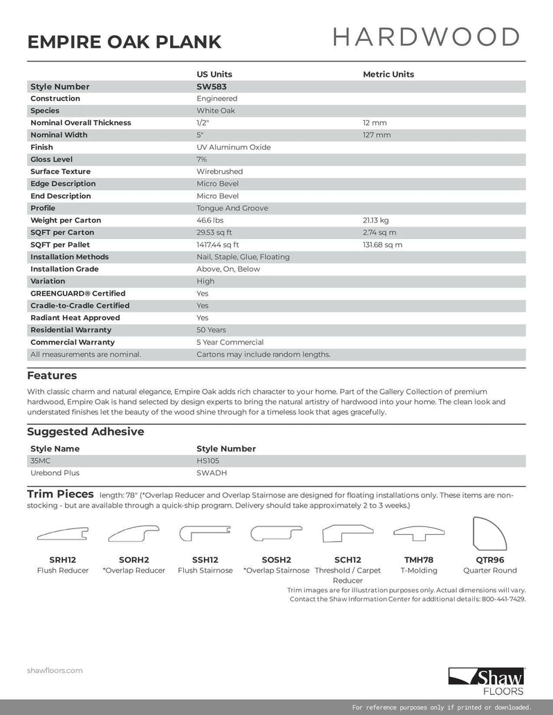 ROOSEVELT - SHAW ENGINEERED HARDWOOD EMPIRE OAK PLANK SW583 - advancedflooring