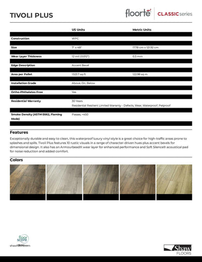 SABBIA - Shaw Vinyl 8mm TIVOLI PLUS 0845V - advancedflooring