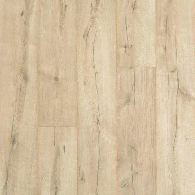 close up of Sand Pearl Oak Mohawk RevWood Plus Castlebriar waterproof laminate sold by Advanced Flooring