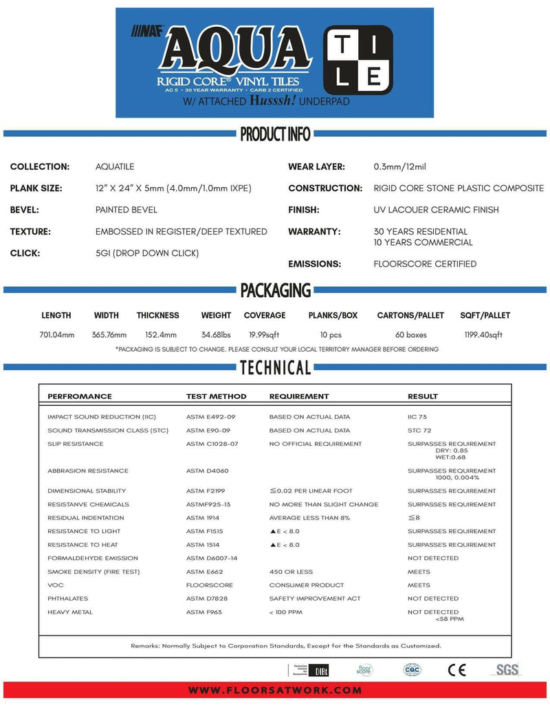 TUNDRA - AQUA 5mm Vinyl Tile w/Underlay - advancedflooring