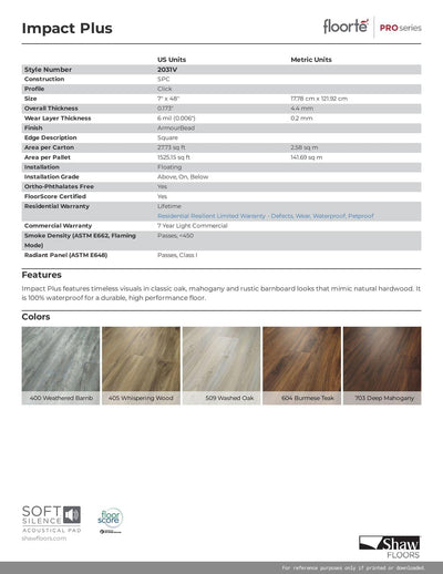 WASHED OAK - Shaw Vinyl 4.4mm IMPACT PLUS 2031V - advancedflooring